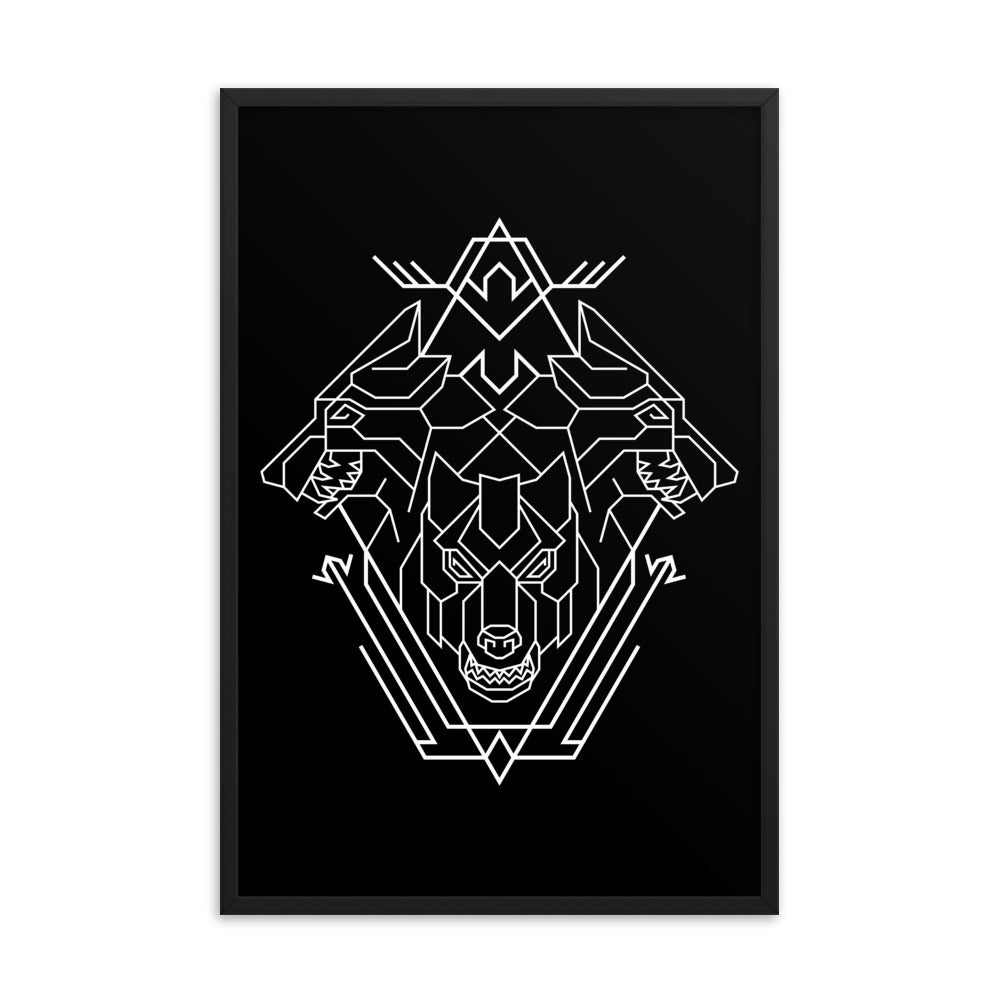 Triple Head Dog Geometric Illustration
