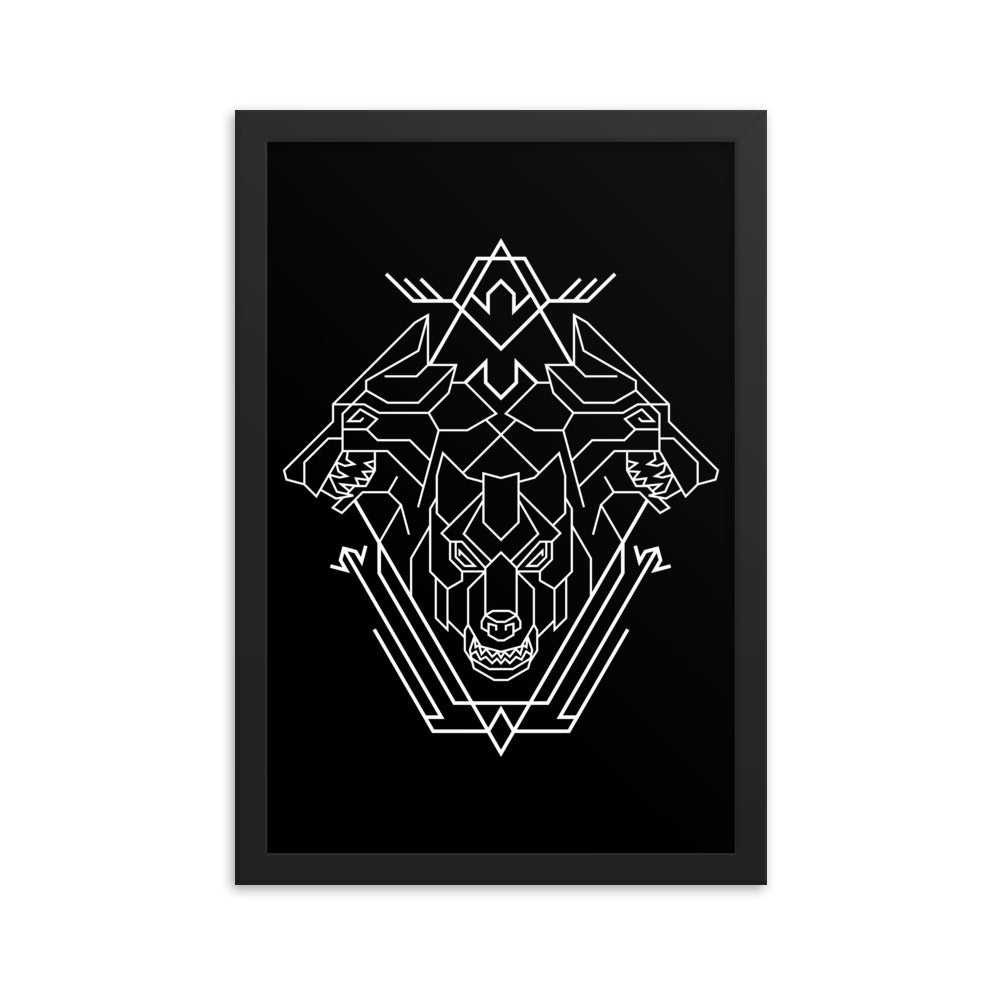Triple Head Dog Geometric Illustration