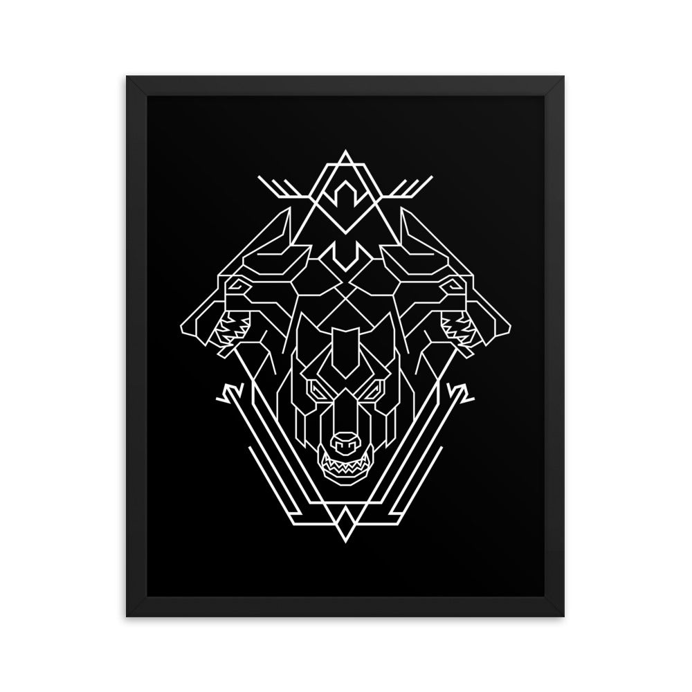 Triple Head Dog Geometric Illustration