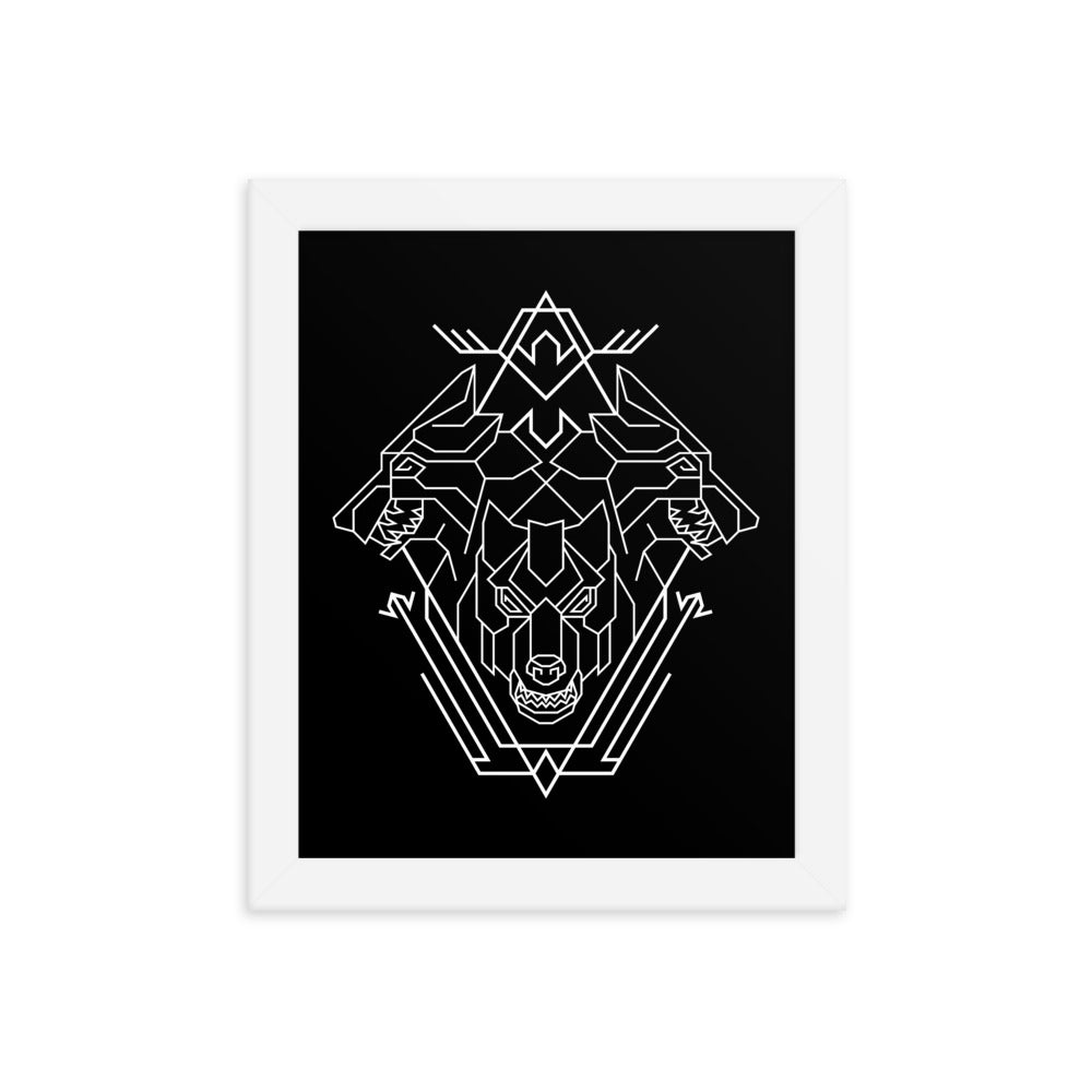 Triple Head Dog Geometric Illustration