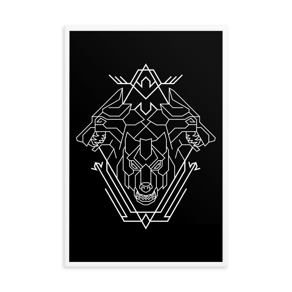 Triple Head Dog Geometric Illustration