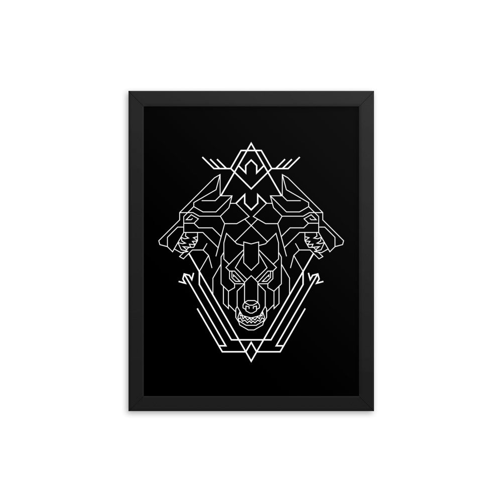 Triple Head Dog Geometric Illustration
