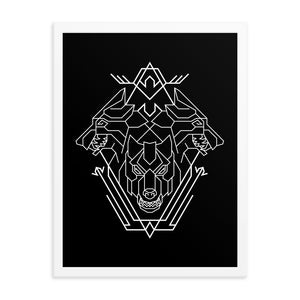 Triple Head Dog Geometric Illustration