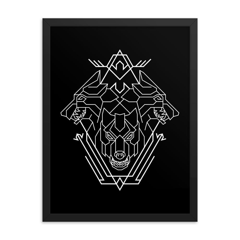 Triple Head Dog Geometric Illustration