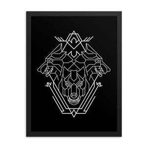 Triple Head Dog Geometric Illustration